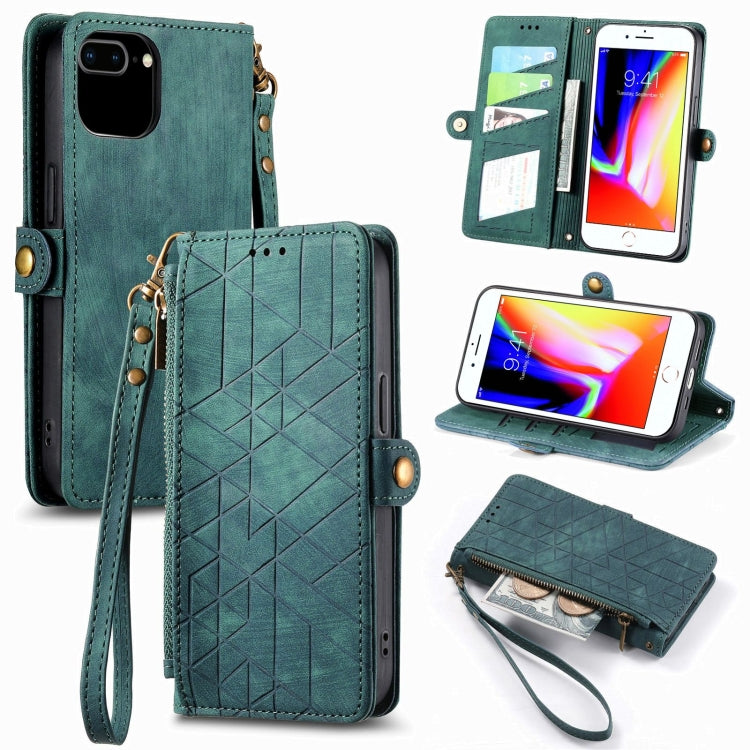 幾何学ジッパー財布サイドバックルレザースマホケース、iPhone 11用、iPhone 11 Pro用、iPhone X / XS用、iPhone XR用、iPhone XS Max用、iPhone 7 Plus / 8 Plus用、iPhone 6 Plus / 6s Plus用、iPhone 6 / 6s用