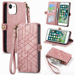 幾何学ジッパー財布サイドバックルレザースマホケース、iPhone 11用、iPhone 11 Pro用、iPhone X / XS用、iPhone XR用、iPhone XS Max用、iPhone 7 Plus / 8 Plus用、iPhone 6 Plus / 6s Plus用、iPhone 6 / 6s用