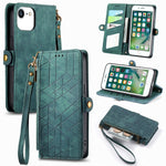 幾何学ジッパー財布サイドバックルレザースマホケース、iPhone 11用、iPhone 11 Pro用、iPhone X / XS用、iPhone XR用、iPhone XS Max用、iPhone 7 Plus / 8 Plus用、iPhone 6 Plus / 6s Plus用、iPhone 6 / 6s用