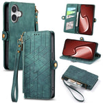 幾何学ジッパー財布サイドバックルレザースマホケース、iPhone 17e / 16e用、iPhone 17 Pro Max用、iPhone 17 Pro用、iPhone 17用、iPhone Air用、iPhone 16 Pro Max用、iPhone 16 Pro用、iPhone 16 Plus用