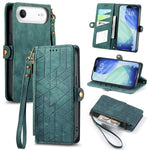 幾何学ジッパー財布サイドバックルレザースマホケース、iPhone 17e / 16e用、iPhone 17 Pro Max用、iPhone 17 Pro用、iPhone 17用、iPhone Air用、iPhone 16 Pro Max用、iPhone 16 Pro用、iPhone 16 Plus用