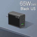 GaN PD65W Type-C x 2 + USB3.0 ノートパソコンアダプター Apple MacBookシリーズ用、USプラグ