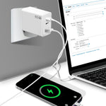 GaN PD65W Type-C x 2 + USB3.0 ノートパソコンアダプター Apple MacBookシリーズ用、USプラグ