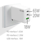 GaN PD65W Type-C x 2 + USB3.0 ノートパソコンアダプター Apple MacBookシリーズ用、USプラグ