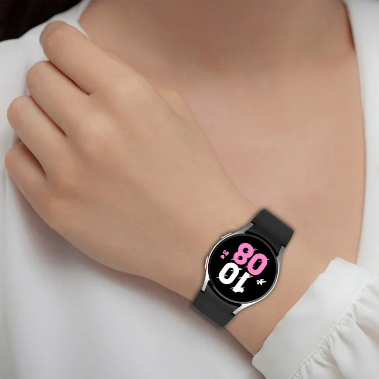 Silicone Leather Black Buckle Watch Band, Size:S, For Samsung Galaxy Watch 6 Classic, For Samsung Galaxy Watch 6