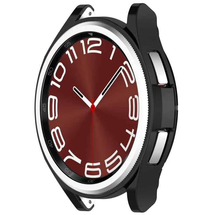 電気めっきTPUハーフパックホロウウォッチ保護ケース、Samsung Galaxy Watch6 Classic 47mm用、Samsung Galaxy Watch6 Classic 43mm用