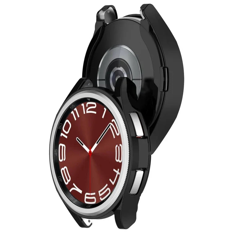 電気めっきTPUハーフパックホロウウォッチ保護ケース、Samsung Galaxy Watch6 Classic 47mm用、Samsung Galaxy Watch6 Classic 43mm用