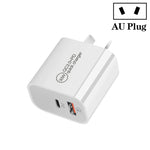 PD30W USB-C / Type-C + QC3.0 USB デュアルポートチャージャー、EUプラグ、USプラグ、AUプラグ