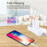 PD30W USB-C / Type-C + QC3.0 USB デュアルポートチャージャー 1m USB to 8ピンデータケーブル付き、EUプラグ、USプラグ、AUプラグ