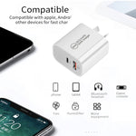 PD30W USB-C / Type-C + QC3.0 USB デュアルポートチャージャー 1m USB to 8ピンデータケーブル付き、EUプラグ、USプラグ、AUプラグ