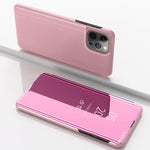 ホルダー付きメッキミラー横向き反転レザー電話ケース、iPhone 16 Pro用、iPhone 16 Plus用、iPhone 16用、iPhone 15 Pro Max用、iPhone 15 Pro用、iPhone 15 Plus用