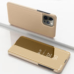 ホルダー付きメッキミラー横向き反転レザー電話ケース、iPhone 16 Pro用、iPhone 16 Plus用、iPhone 16用、iPhone 15 Pro Max用、iPhone 15 Pro用、iPhone 15 Plus用