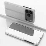 めっきミラー横開きレザースマホケース（ホルダー付き）、iPhone 17e / 16e用、iPhone 17 Pro Max用、iPhone 17 Pro用、iPhone 17用、iPhone Air用、iPhone 16 Pro Max用
