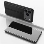 めっきミラー横開きレザースマホケース（ホルダー付き）、iPhone 17e / 16e用、iPhone 17 Pro Max用、iPhone 17 Pro用、iPhone 17用、iPhone Air用、iPhone 16 Pro Max用