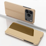 めっきミラー横開きレザースマホケース（ホルダー付き）、iPhone 17e / 16e用、iPhone 17 Pro Max用、iPhone 17 Pro用、iPhone 17用、iPhone Air用、iPhone 16 Pro Max用