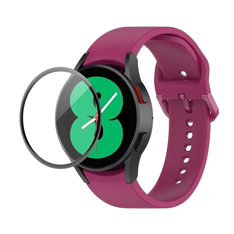 JUNSUNMAY シリコン調節可能ストラップ＋全面カバープラスチックスクリーンプロテクターキット、Samsung Galaxy Watch5 40mm用、Samsung Galaxy Watch4 44mm用、Samsung Galaxy Watch4 40mm用