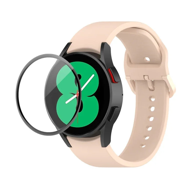 JUNSUNMAY シリコン調節可能ストラップ＋全面カバープラスチックスクリーンプロテクターキット、Samsung Galaxy Watch5 40mm用、Samsung Galaxy Watch4 44mm用、Samsung Galaxy Watch4 40mm用