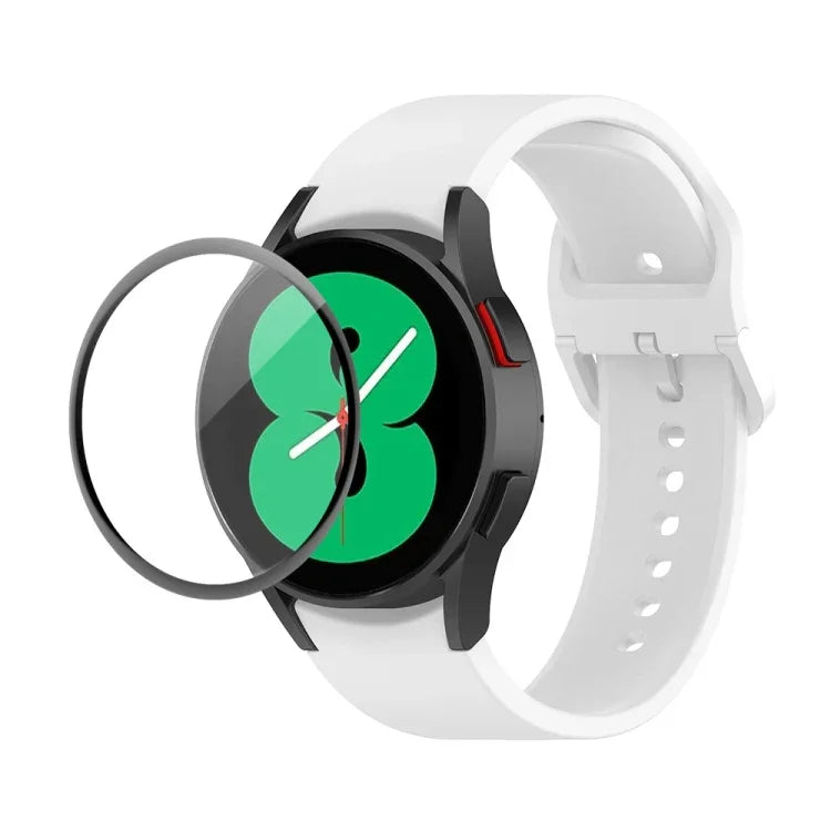 JUNSUNMAY シリコン調節可能ストラップ＋全面カバープラスチックスクリーンプロテクターキット、Samsung Galaxy Watch5 40mm用、Samsung Galaxy Watch4 44mm用、Samsung Galaxy Watch4 40mm用