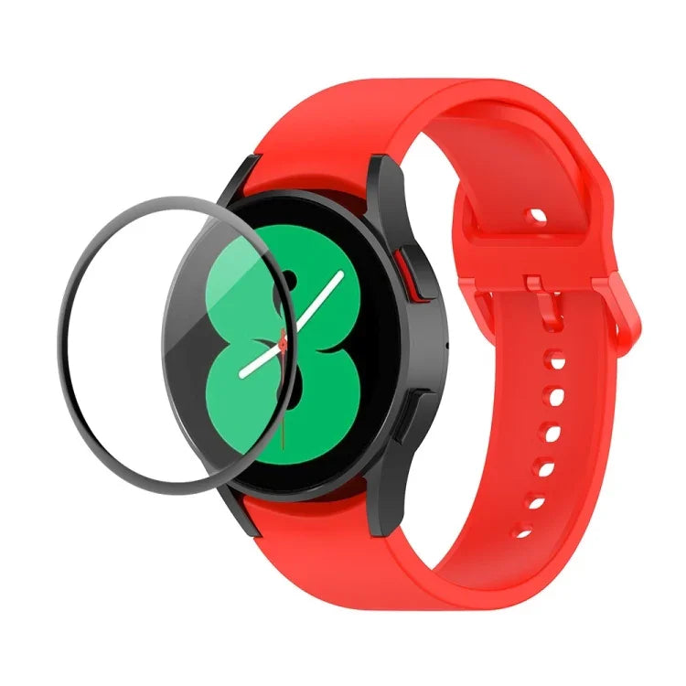 JUNSUNMAY シリコン調節可能ストラップ＋全面カバープラスチックスクリーンプロテクターキット、Samsung Galaxy Watch5 40mm用、Samsung Galaxy Watch4 44mm用、Samsung Galaxy Watch4 40mm用