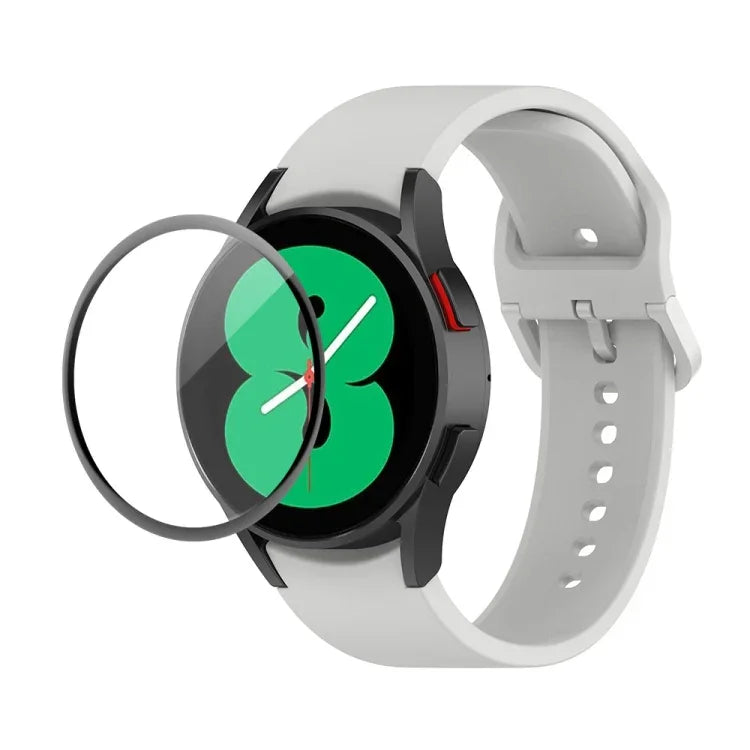 JUNSUNMAY シリコン調節可能ストラップ＋全面カバープラスチックスクリーンプロテクターキット、Samsung Galaxy Watch5 40mm用、Samsung Galaxy Watch4 44mm用、Samsung Galaxy Watch4 40mm用
