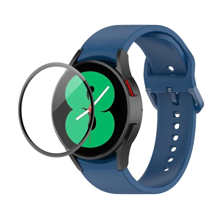 JUNSUNMAY シリコン調節可能ストラップ＋全面カバープラスチックスクリーンプロテクターキット、Samsung Galaxy Watch5 40mm用、Samsung Galaxy Watch4 44mm用、Samsung Galaxy Watch4 40mm用