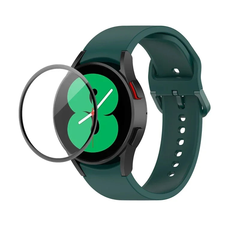 JUNSUNMAY シリコン調節可能ストラップ＋全面カバープラスチックスクリーンプロテクターキット、Samsung Galaxy Watch5 40mm用、Samsung Galaxy Watch4 44mm用、Samsung Galaxy Watch4 40mm用