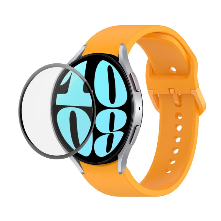 JUNSUNMAY シリコン調整ストラップ + フルカバレッジPMMAスクリーンプロテクターキット Samsung Galaxy Watch6 Classic 47mm用、Samsung Galaxy Watch6 44mm用、Samsung Galaxy Watch6 40mm用