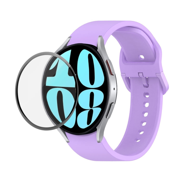 JUNSUNMAY シリコン調整ストラップ + フルカバレッジPMMAスクリーンプロテクターキット Samsung Galaxy Watch6 Classic 47mm用、Samsung Galaxy Watch6 44mm用、Samsung Galaxy Watch6 40mm用