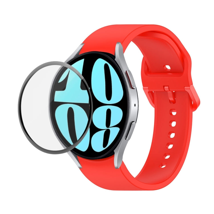 JUNSUNMAY シリコン調整ストラップ + フルカバレッジPMMAスクリーンプロテクターキット Samsung Galaxy Watch6 Classic 47mm用、Samsung Galaxy Watch6 44mm用、Samsung Galaxy Watch6 40mm用