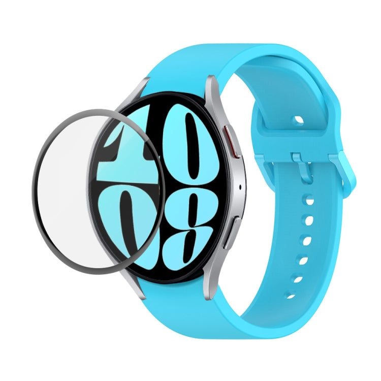 JUNSUNMAY シリコン調整ストラップ + フルカバレッジPMMAスクリーンプロテクターキット Samsung Galaxy Watch6 Classic 47mm用、Samsung Galaxy Watch6 44mm用、Samsung Galaxy Watch6 40mm用