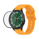 JUNSUNMAY シリコン調整ストラップ + フルカバレッジPMMAスクリーンプロテクターキット Samsung Galaxy Watch6 Classic 43mm用、Samsung Galaxy Watch5 44mm用、Samsung Galaxy Watch5 Pro 45mm用