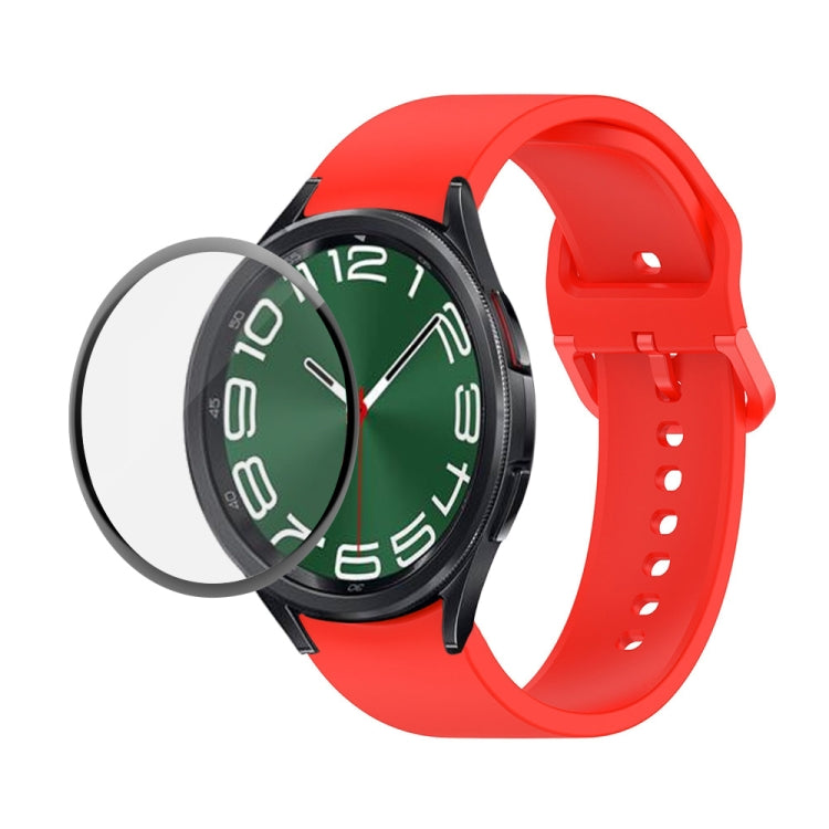 JUNSUNMAY シリコン調整ストラップ + フルカバレッジPMMAスクリーンプロテクターキット Samsung Galaxy Watch6 Classic 43mm用、Samsung Galaxy Watch5 44mm用、Samsung Galaxy Watch5 Pro 45mm用