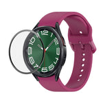 JUNSUNMAY シリコン調整ストラップ + フルカバレッジPMMAスクリーンプロテクターキット Samsung Galaxy Watch6 Classic 43mm用、Samsung Galaxy Watch5 44mm用、Samsung Galaxy Watch5 Pro 45mm用