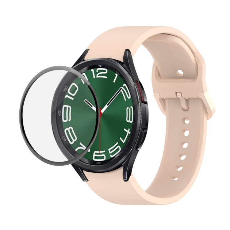 JUNSUNMAY シリコン調整ストラップ + フルカバレッジPMMAスクリーンプロテクターキット Samsung Galaxy Watch6 Classic 43mm用、Samsung Galaxy Watch5 44mm用、Samsung Galaxy Watch5 Pro 45mm用