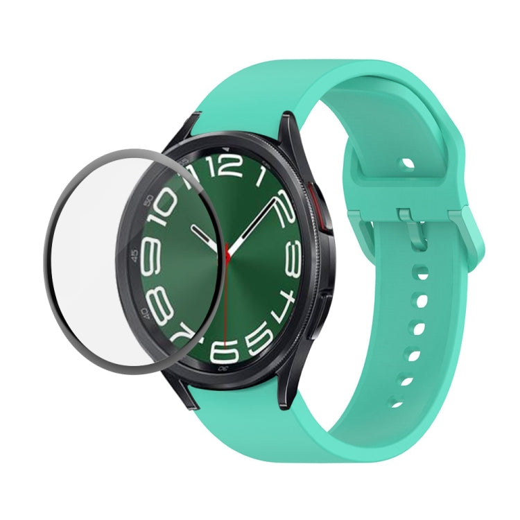 JUNSUNMAY シリコン調整ストラップ + フルカバレッジPMMAスクリーンプロテクターキット Samsung Galaxy Watch6 Classic 43mm用、Samsung Galaxy Watch5 44mm用、Samsung Galaxy Watch5 Pro 45mm用