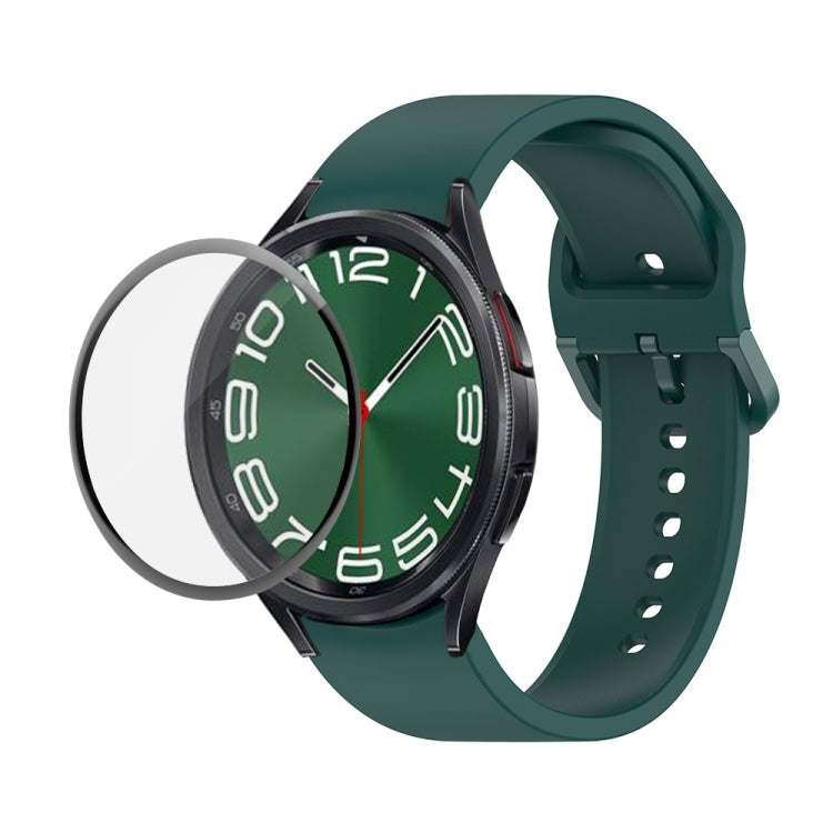 JUNSUNMAY シリコン調整ストラップ + フルカバレッジPMMAスクリーンプロテクターキット Samsung Galaxy Watch6 Classic 43mm用、Samsung Galaxy Watch5 44mm用、Samsung Galaxy Watch5 Pro 45mm用