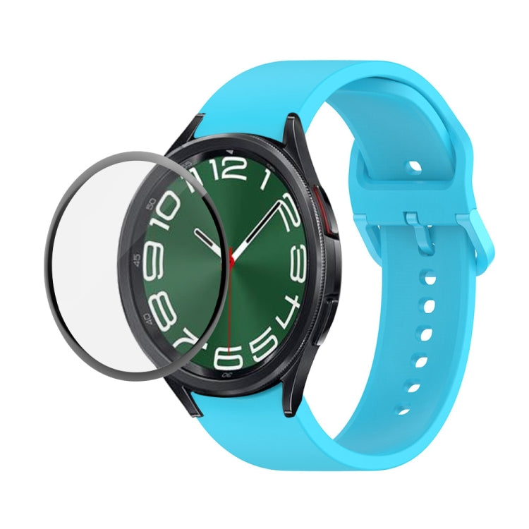 JUNSUNMAY シリコン調整ストラップ + フルカバレッジPMMAスクリーンプロテクターキット Samsung Galaxy Watch6 Classic 43mm用、Samsung Galaxy Watch5 44mm用、Samsung Galaxy Watch5 Pro 45mm用