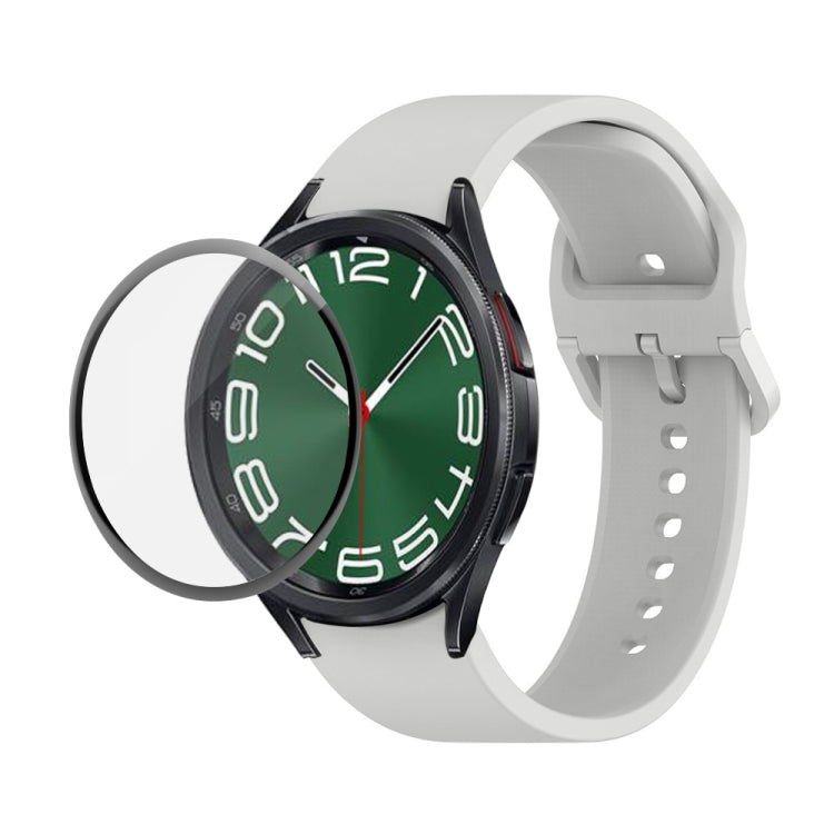JUNSUNMAY シリコン調整ストラップ + フルカバレッジPMMAスクリーンプロテクターキット Samsung Galaxy Watch6 Classic 47mm用、Samsung Galaxy Watch6 44mm用、Samsung Galaxy Watch6 40mm用