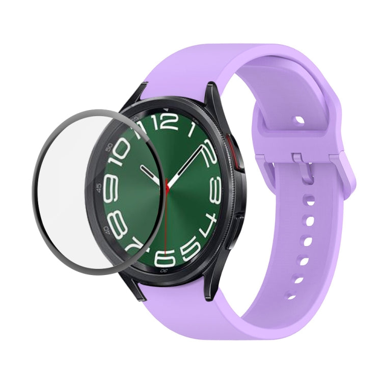 JUNSUNMAY シリコン調整ストラップ + フルカバレッジPMMAスクリーンプロテクターキット Samsung Galaxy Watch6 Classic 47mm用、Samsung Galaxy Watch6 44mm用、Samsung Galaxy Watch6 40mm用