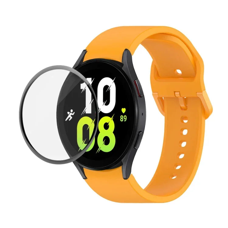 JUNSUNMAY シリコン調節可能ストラップ＋全面カバープラスチックスクリーンプロテクターキット、Samsung Galaxy Watch5 40mm用、Samsung Galaxy Watch4 44mm用、Samsung Galaxy Watch4 40mm用