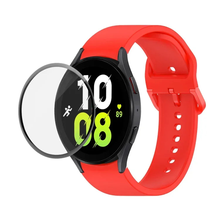 JUNSUNMAY シリコン調節可能ストラップ＋全面カバープラスチックスクリーンプロテクターキット、Samsung Galaxy Watch5 40mm用、Samsung Galaxy Watch4 44mm用、Samsung Galaxy Watch4 40mm用