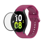 JUNSUNMAY シリコン調節可能ストラップ＋全面カバープラスチックスクリーンプロテクターキット、Samsung Galaxy Watch5 40mm用、Samsung Galaxy Watch4 44mm用、Samsung Galaxy Watch4 40mm用