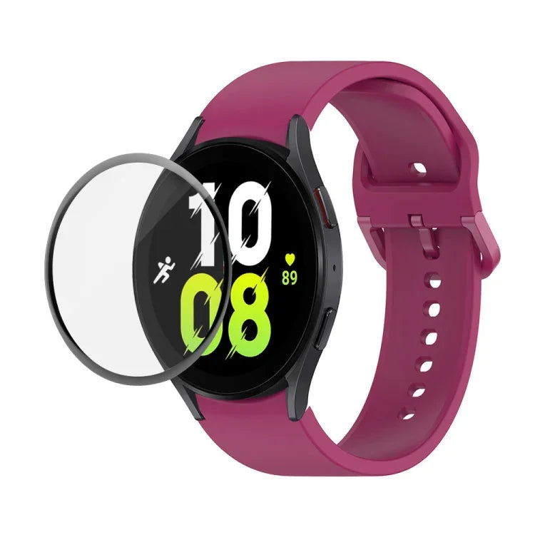 JUNSUNMAY シリコン調節可能ストラップ＋全面カバープラスチックスクリーンプロテクターキット、Samsung Galaxy Watch5 40mm用、Samsung Galaxy Watch4 44mm用、Samsung Galaxy Watch4 40mm用