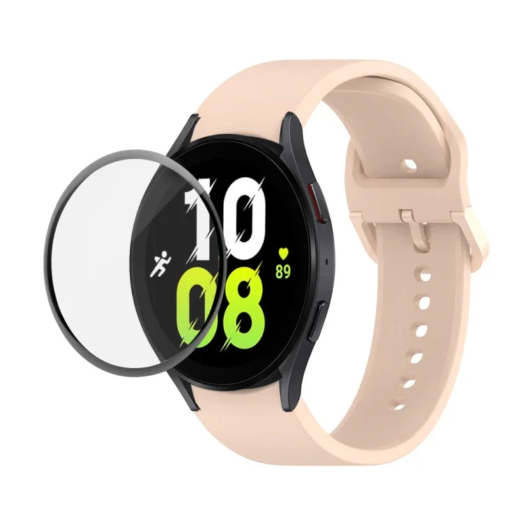JUNSUNMAY シリコン調節可能ストラップ＋全面カバープラスチックスクリーンプロテクターキット、Samsung Galaxy Watch5 40mm用、Samsung Galaxy Watch4 44mm用、Samsung Galaxy Watch4 40mm用