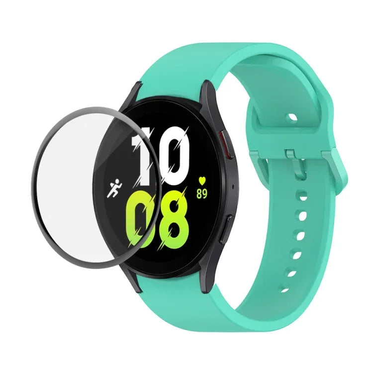 JUNSUNMAY シリコン調節可能ストラップ＋全面カバープラスチックスクリーンプロテクターキット、Samsung Galaxy Watch5 40mm用、Samsung Galaxy Watch4 44mm用、Samsung Galaxy Watch4 40mm用