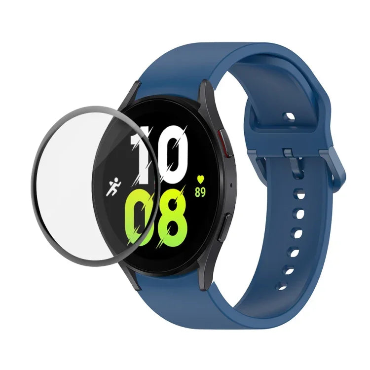 JUNSUNMAY シリコン調節可能ストラップ＋全面カバープラスチックスクリーンプロテクターキット、Samsung Galaxy Watch5 40mm用、Samsung Galaxy Watch4 44mm用、Samsung Galaxy Watch4 40mm用