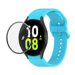 JUNSUNMAY シリコン調節可能ストラップ＋全面カバープラスチックスクリーンプロテクターキット、Samsung Galaxy Watch5 40mm用、Samsung Galaxy Watch4 44mm用、Samsung Galaxy Watch4 40mm用