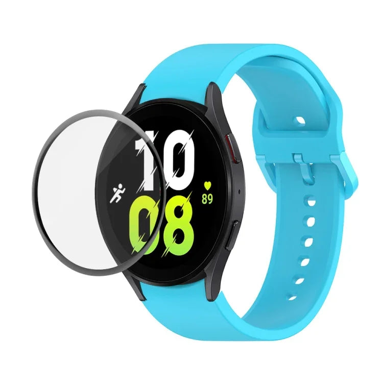 JUNSUNMAY シリコン調節可能ストラップ＋全面カバープラスチックスクリーンプロテクターキット、Samsung Galaxy Watch5 40mm用、Samsung Galaxy Watch4 44mm用、Samsung Galaxy Watch4 40mm用