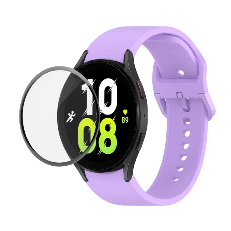 JUNSUNMAY シリコン調節可能ストラップ＋全面カバープラスチックスクリーンプロテクターキット、Samsung Galaxy Watch5 40mm用、Samsung Galaxy Watch4 44mm用、Samsung Galaxy Watch4 40mm用