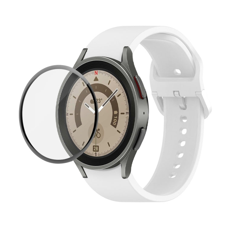 JUNSUNMAY シリコン調整ストラップ + フルカバレッジPMMAスクリーンプロテクターキット Samsung Galaxy Watch6 Classic 43mm用、Samsung Galaxy Watch5 44mm用、Samsung Galaxy Watch5 Pro 45mm用